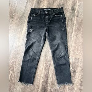Old Navy Mid-Rise Boyfriend Straight Distressed Black Jeans Size 4